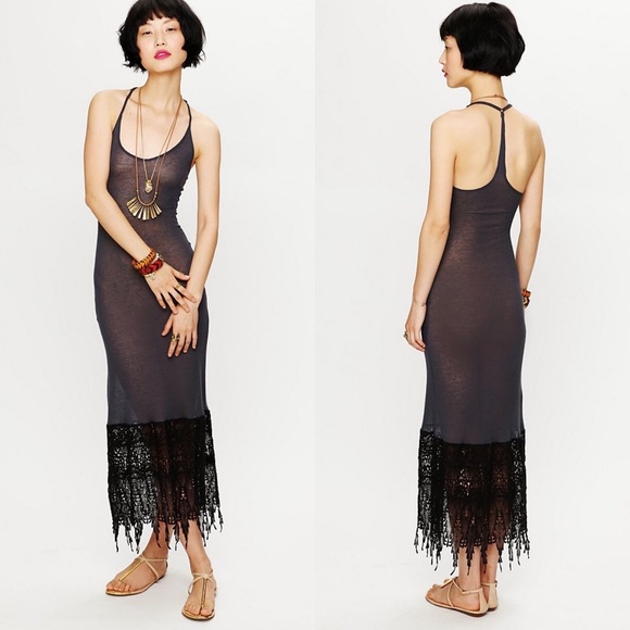Free People Other - Intimately FP Slub Crochet Maxi Slip Grey Size M